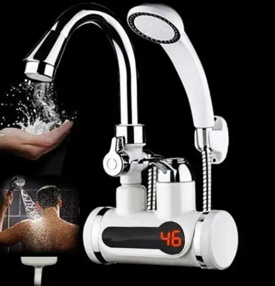Electric Instant Hot Water Tap with Hand Shower – Fast Heating Faucet for Kitchen & Bathroom Energy Efficient & Convenient Hot Water Solution